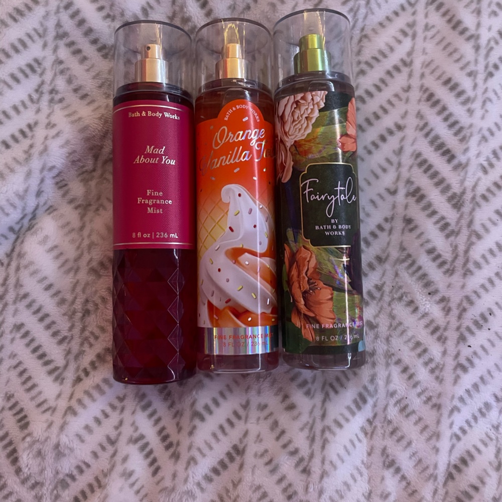 three Bath and body Works perfumes